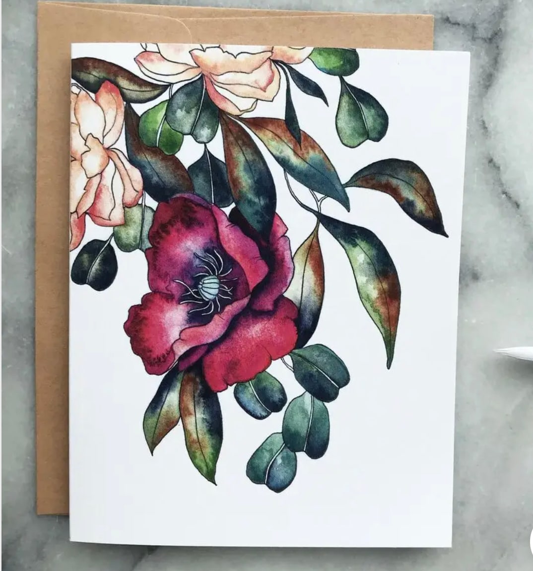 Burgundy Poppy Card